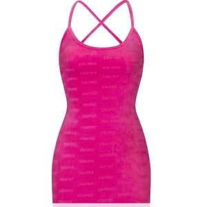 SKIMS Logo Velour Dress Hot Pink Size L